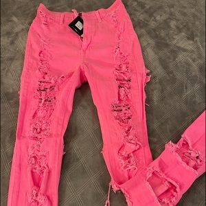 Fashion Nova High Waist Skinny Jeans Pink